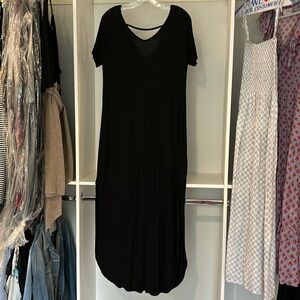 Grecerelle black cotton maxi dress